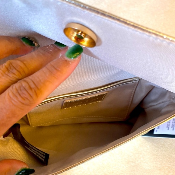 NICOLE MILLER Gold Metallic Shoulder Bag, NWT - Picture 9 of 10